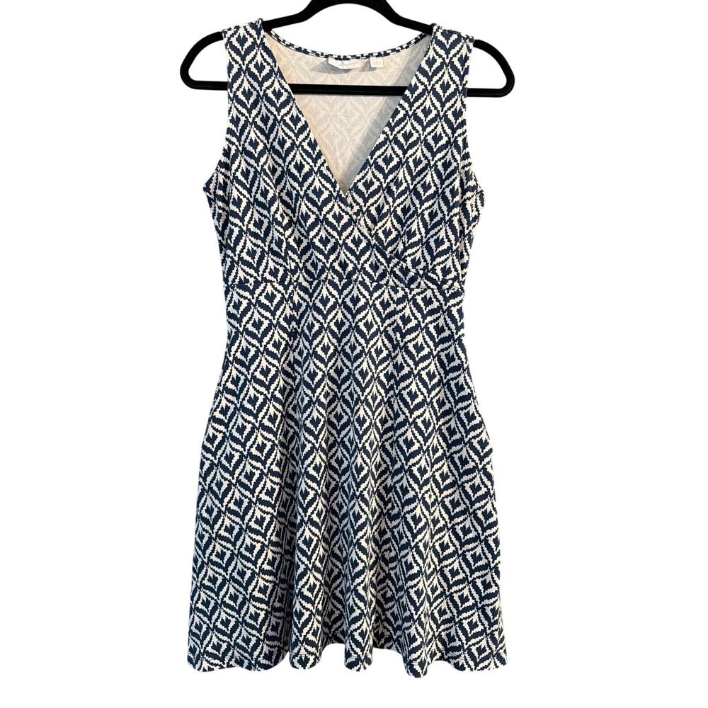 New York & Company Women's Blue & White Sleeveless Diamond Dress Size Small SM S